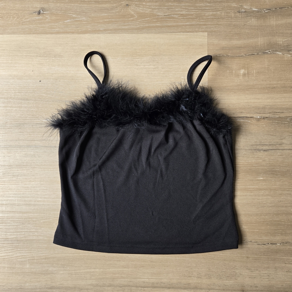 Cider Black Feather Trim Camisole